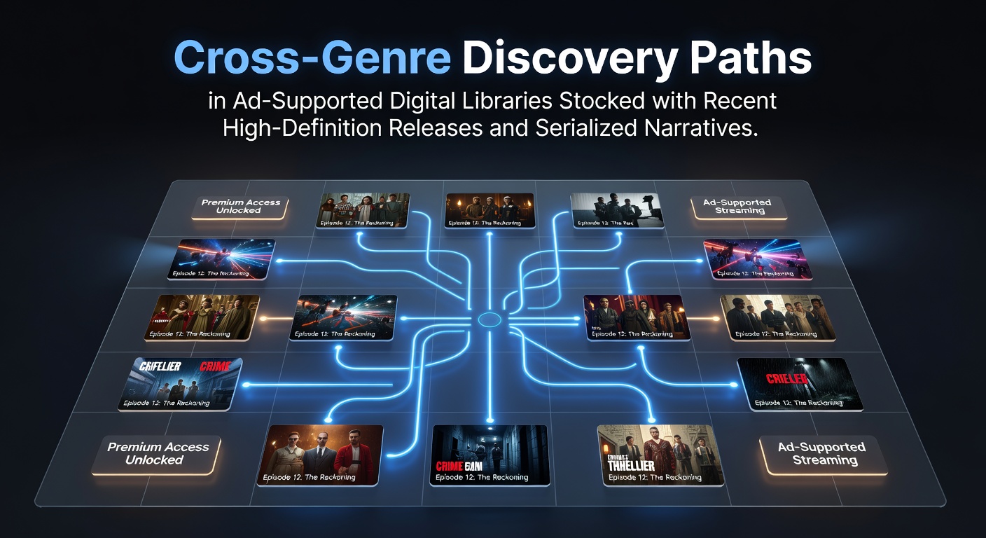 Users navigating cross-genre content in ad-supported digital libraries featuring recent HD releases and ongoing serialized narratives
