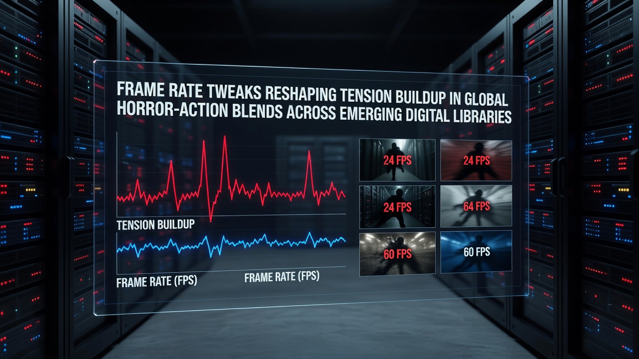 Digital interface displaying frame rate options for horror-action film sequences in a streaming library