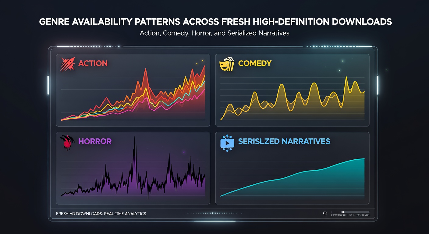 Chart showing genre distribution in recent HD downloads for action comedy horror and serialized content as of early 2026