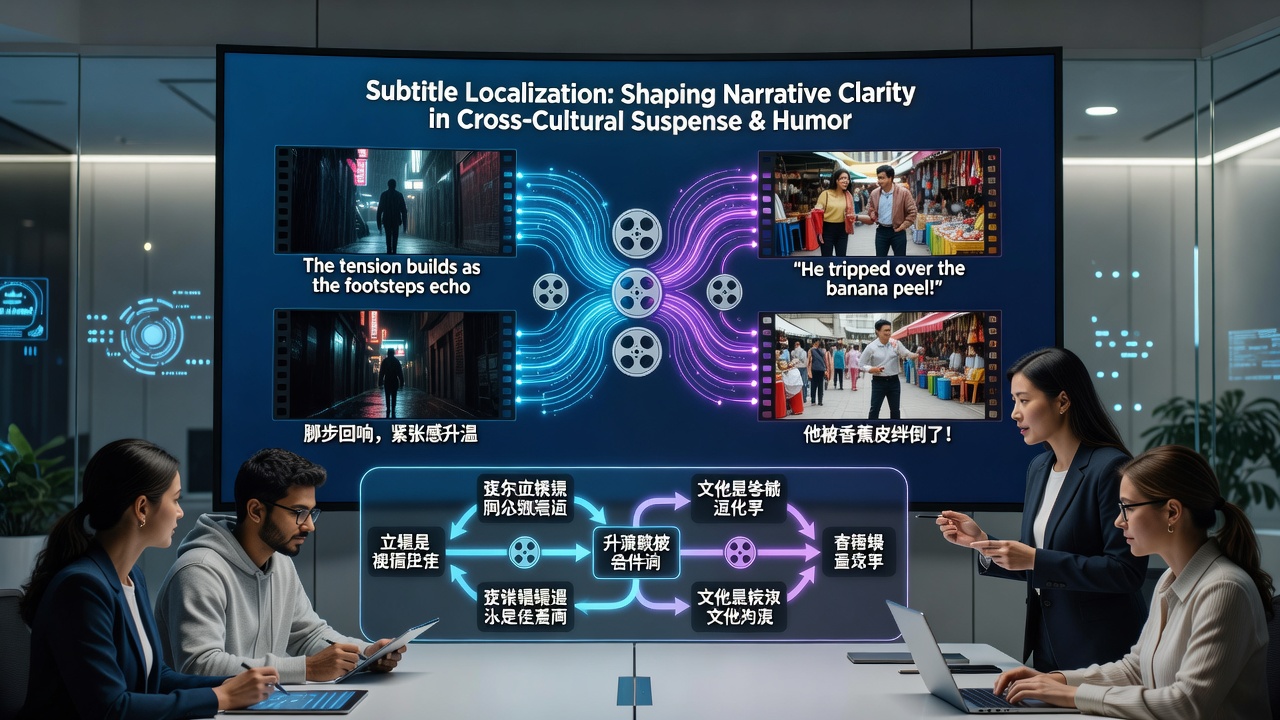 Example of localized subtitles preserving suspense and humor in an international film scene from global digital collections