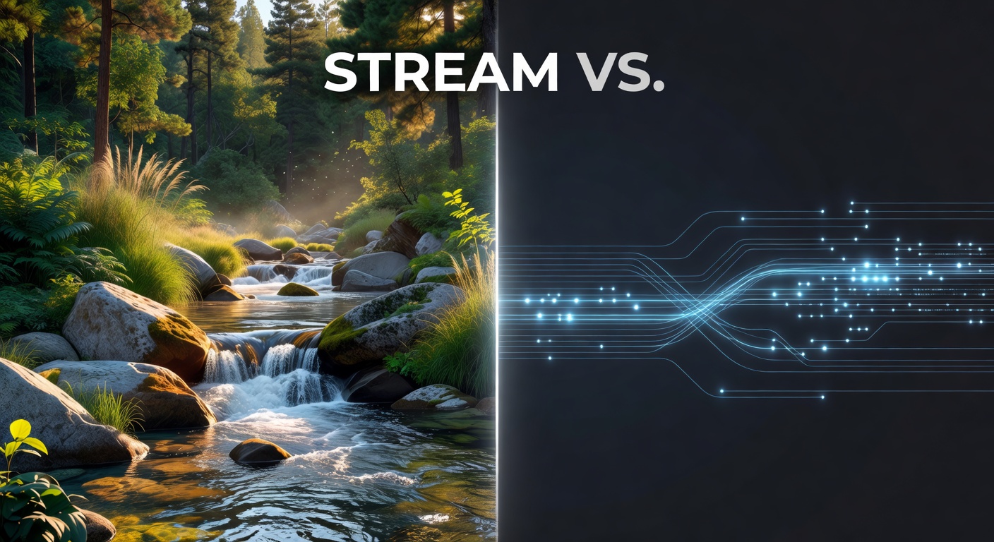 Split-screen graphic showing a modern streaming device next to a traditional cable box, highlighting the contrast in entertainment delivery methods