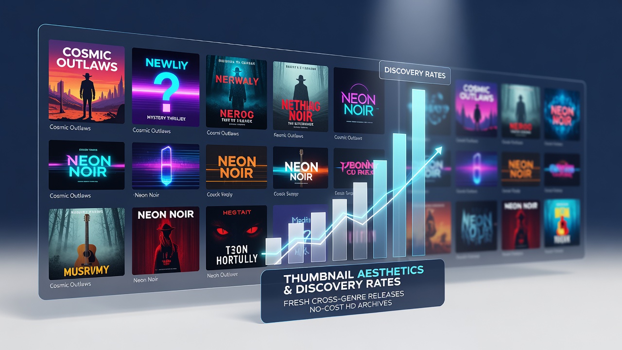 Visual examples of thumbnail designs used for cross-genre films in free HD streaming archives