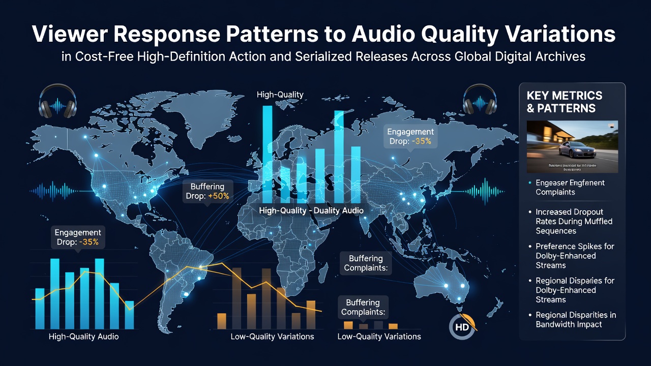 Global digital archive interface showing HD action and serialized content with audio quality indicators